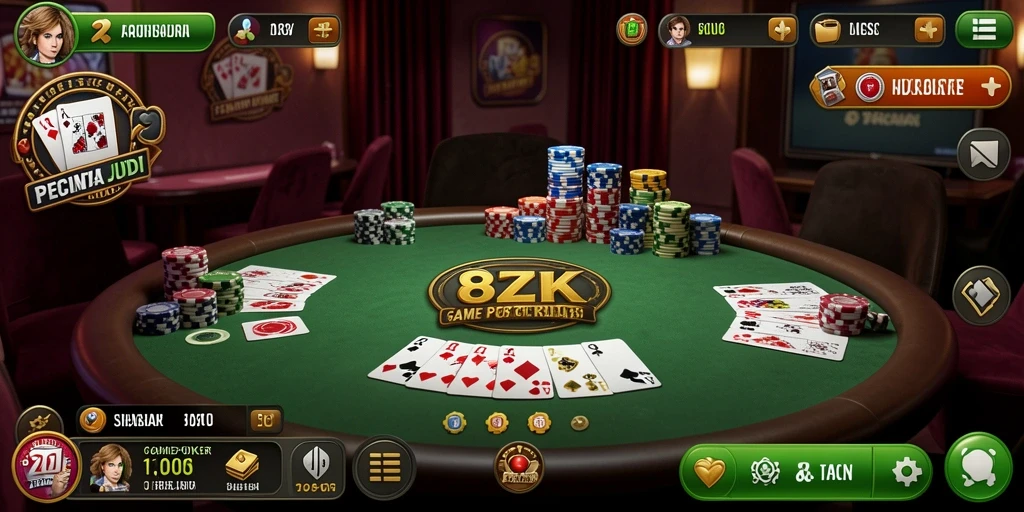 Screenshot gameplay poker menarik dari aplikasi 8ZK.