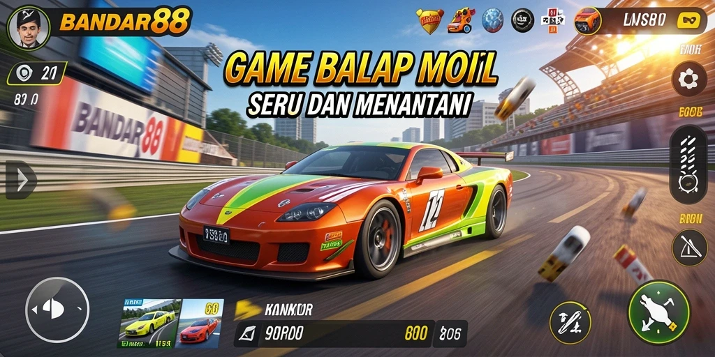 Tampilan seru dari gameplay balap mobil BANDAR88.