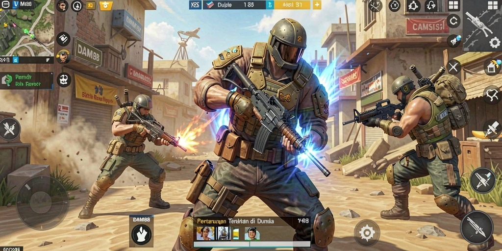 Gameplay seru dengan aksi mendebarkan di DAM88 Battle Royale.