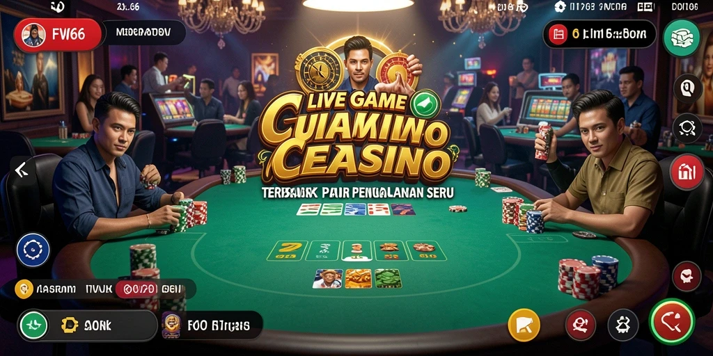 Screenshot FW66 menampilkan dealer langsung dan gameplay seru di Live Casino.