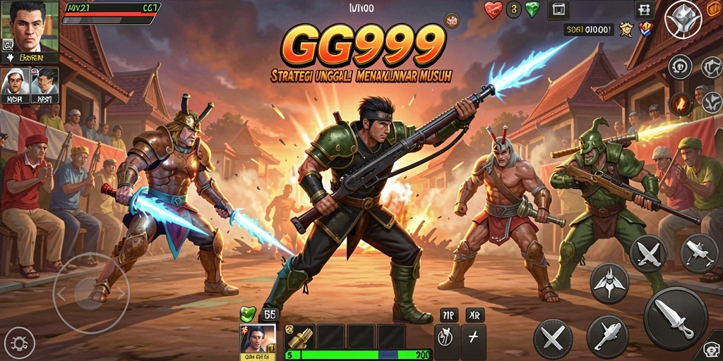Menggambarkan aksi taktis dalam GG999 saat pemain merumuskan strategi.