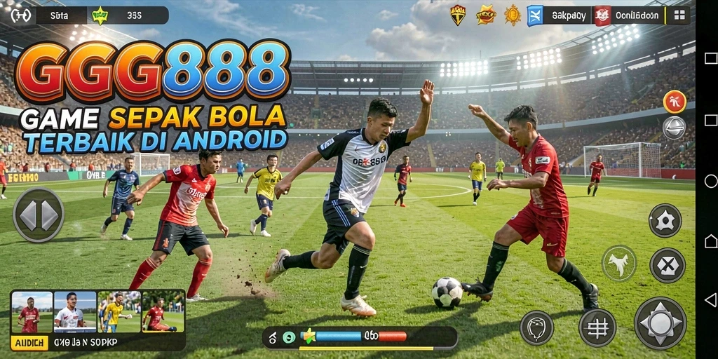 Tampilan gameplay GGG888 menampilkan pertarungan seru di lapangan sepak bola.