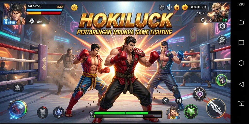 Gameplay mendebarkan dalam HOKILUCK dengan pertarungan seru.