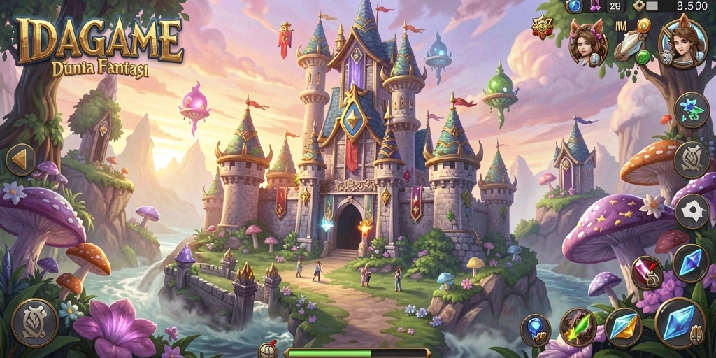 Tampilan gameplay IDAGAME dengan menara yang siap bertahan.