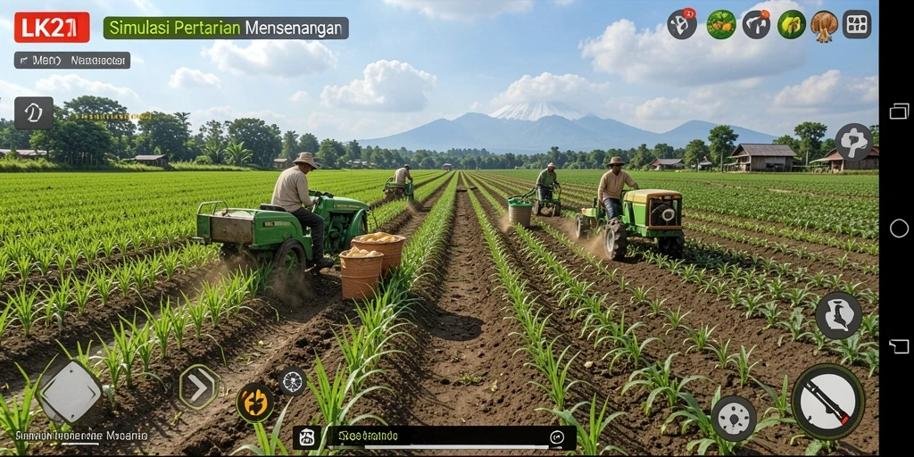 Screenshot gameplay LK21 menampilkan kebun yang indah dan subur.