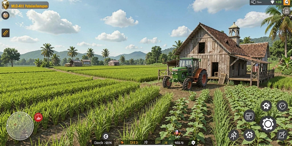Tampilan menarik gameplay MILO4D saat bertani di lahan hijau.