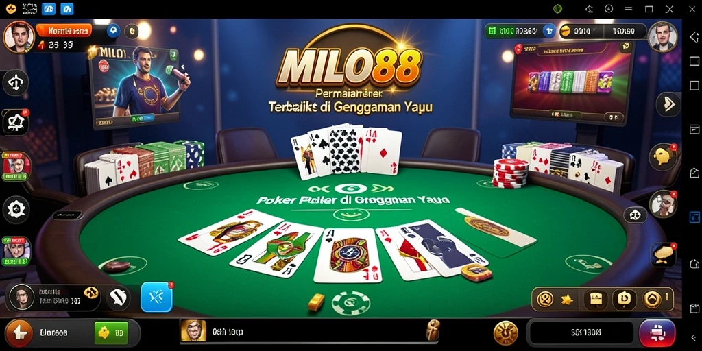 Tampilan gameplay seru yang menampilkan permainan poker di MILO88.