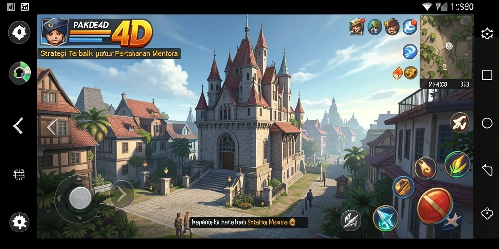 Tampilan gameplay PAKDE4D dengan menara dan musuh yang menantang.