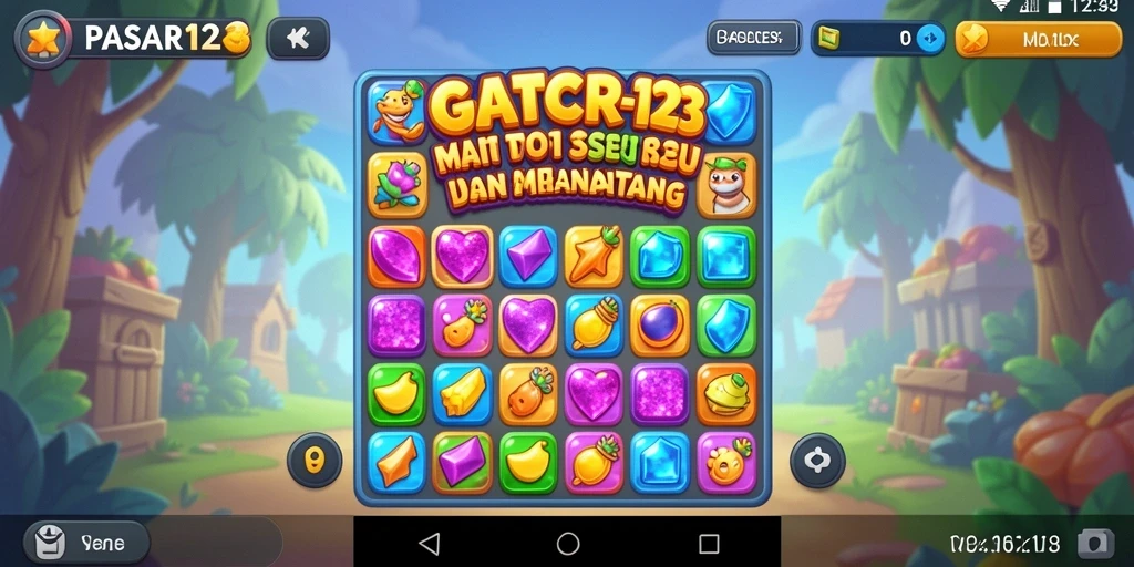 Screenshot gameplay PASAR123 menampilkan tantangan Match-3 yang seru.