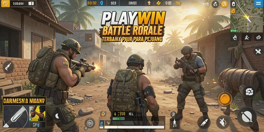 Tampilan gameplay seru dalam mode Battle Royale di PLAYWIN.