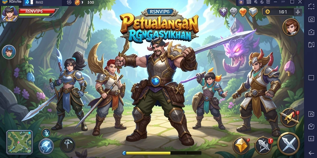 Screenshot gameplay RSNVIP6 dengan aksi pertempuran yang dinamis.